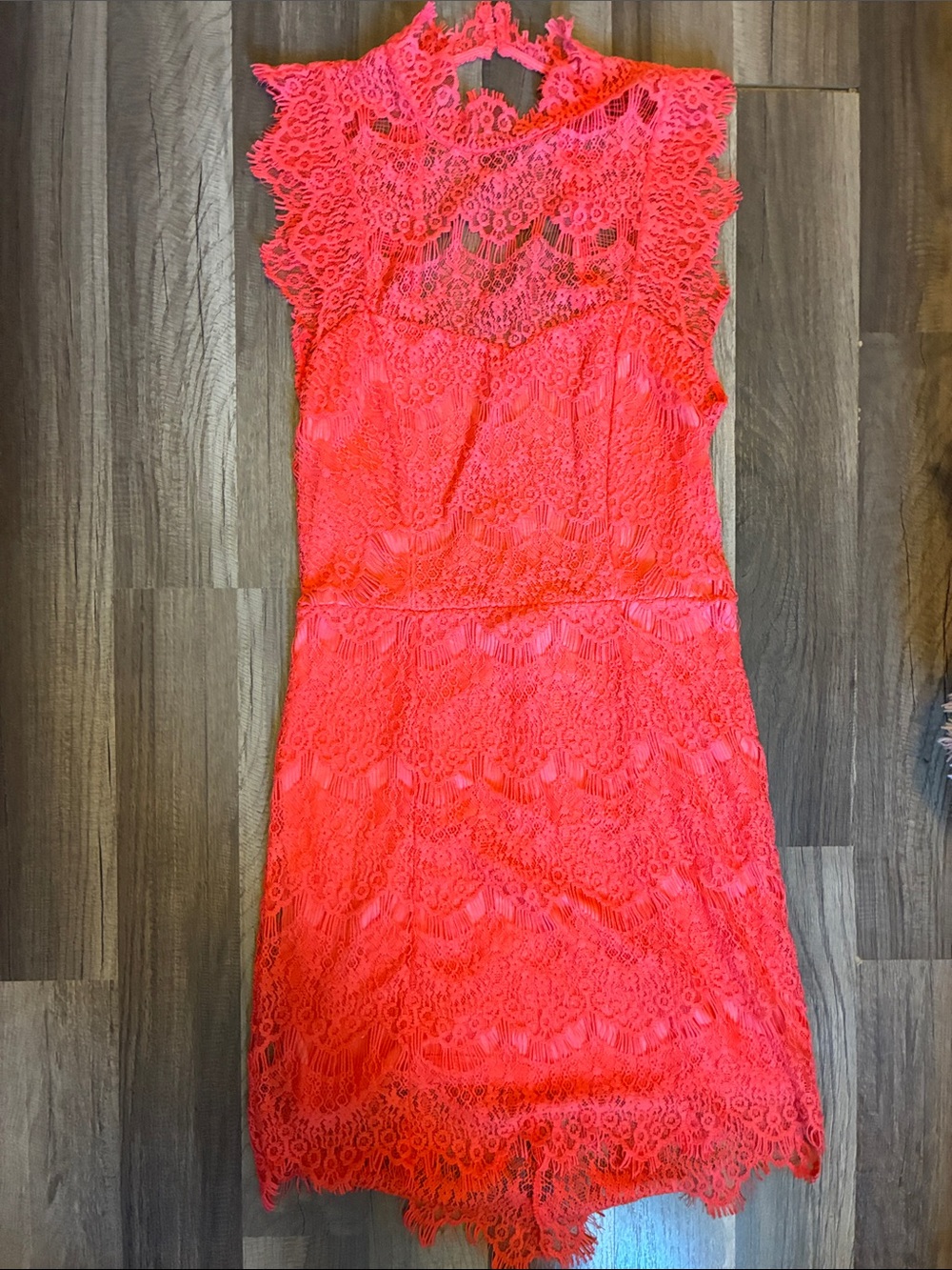 Free People Lace Coral Daydream Mini Dress- NWT- Size Small